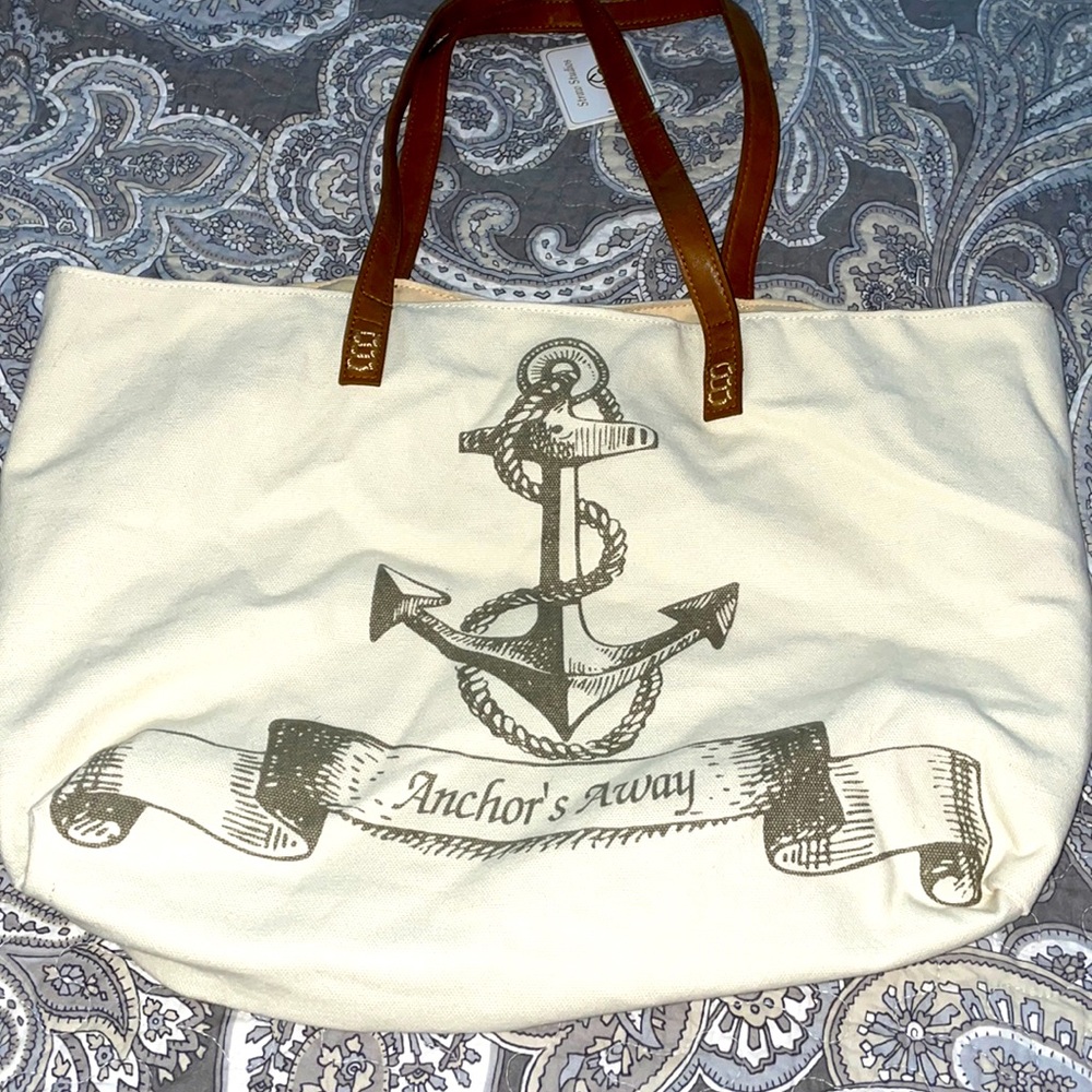 Anchors away canvas bag new